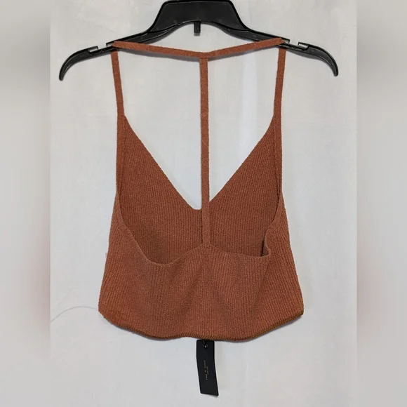NWT Rag & Bone Soleil Rib Bra Top Pale Copper, T-Strap Back, Knit Bralette Sz L - Picture 7 of 9